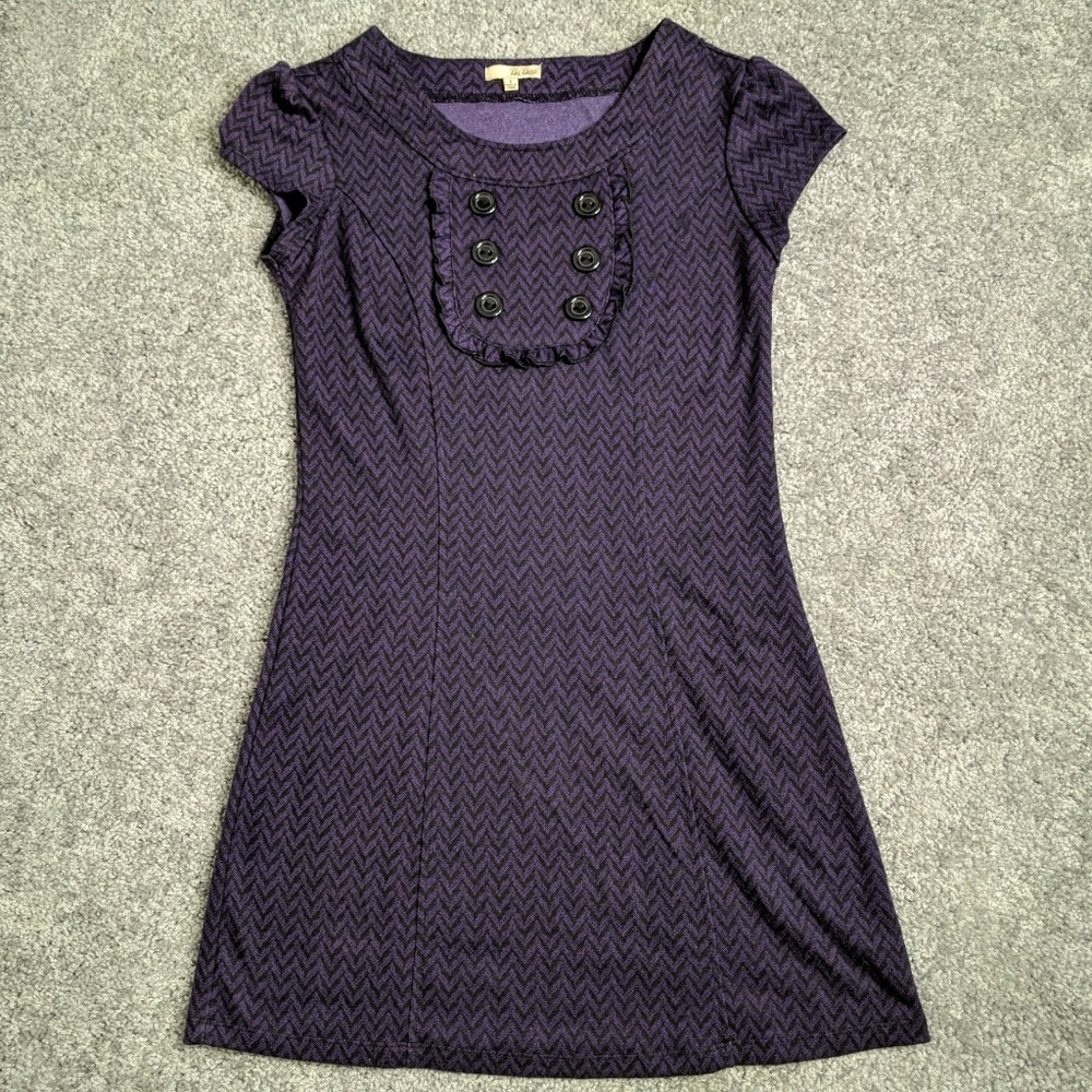 BeBop Purple Chevron Minidress w/ruffle detail